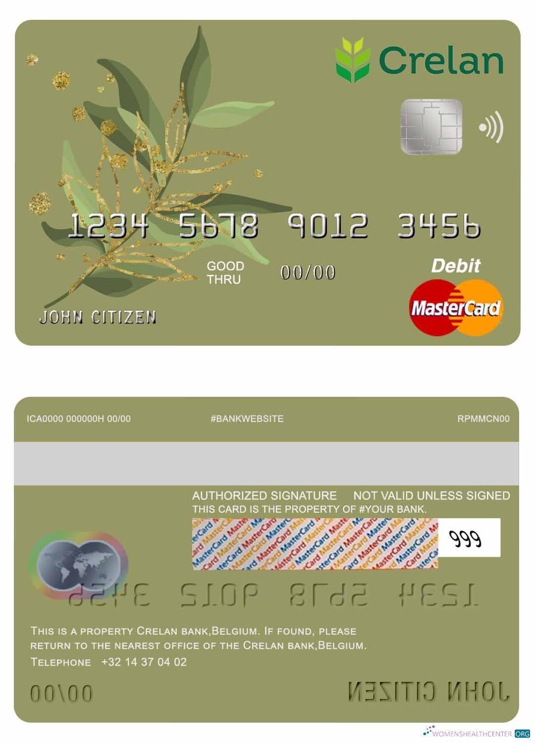 Download Belgium Crelan bank mastercard debit card Photoshop template